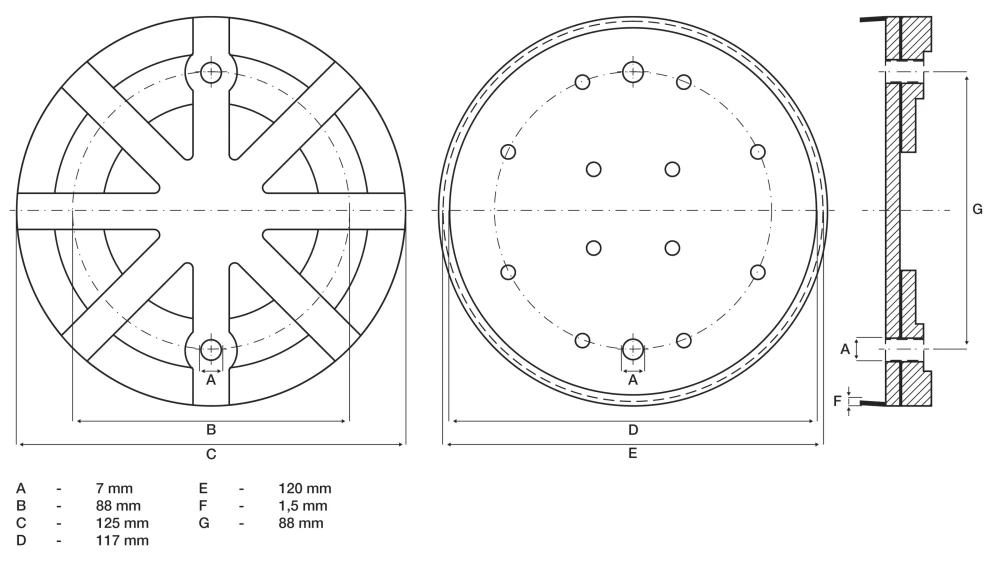Gumitányér | emelőasztalokhoz | Ø 125 mm