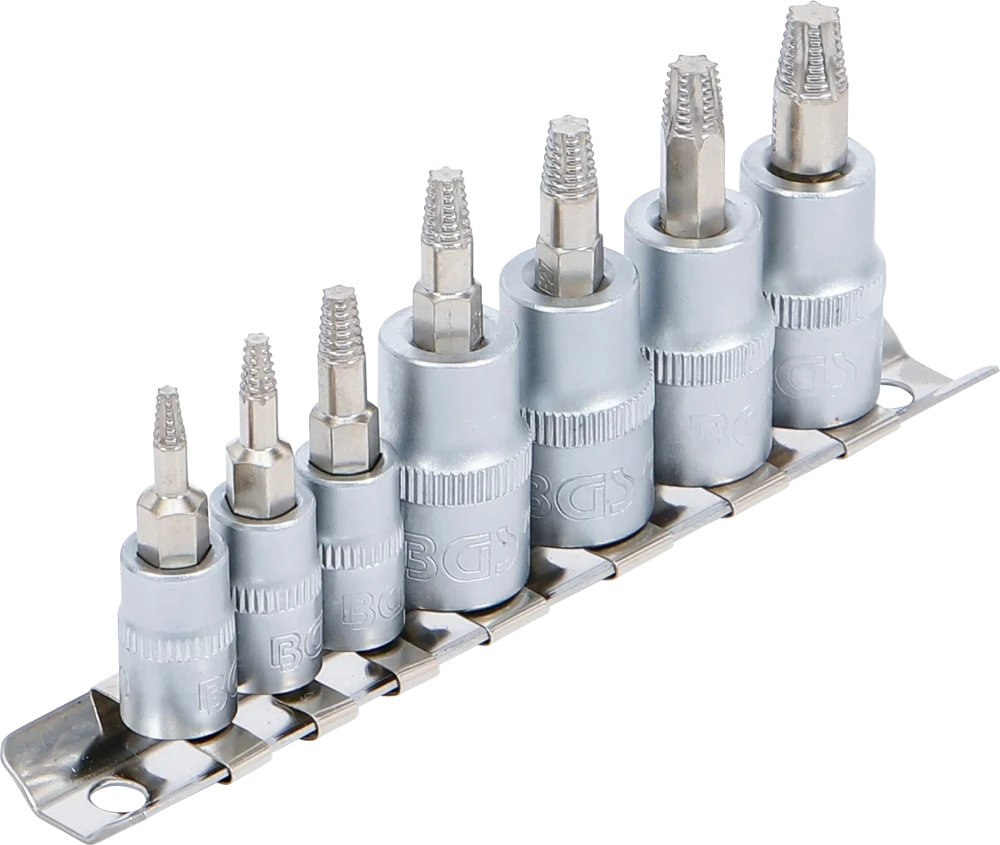 Csavarkiszedő készlet | 6,3 mm (1/4") / 10 mm (3/8") | hibás T-profilhoz (Torx) | T10 - T40 | 7 darabos