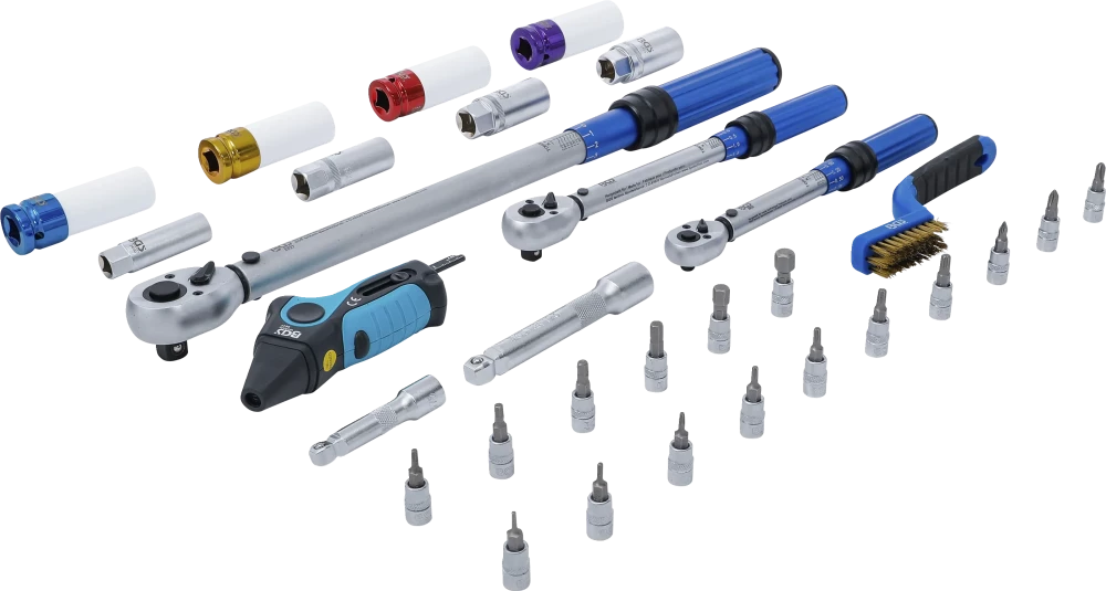 Nyomatékkulcs-készlet | 6,3 mm (1/4"), 10 mm (3/8"), 12,5 mm (1/2") | 31 darabos
