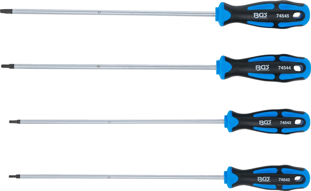 Csavarhúzó készlet | extra hosszú | T-profil (Torx) | T15 - T30 | 4 darabos