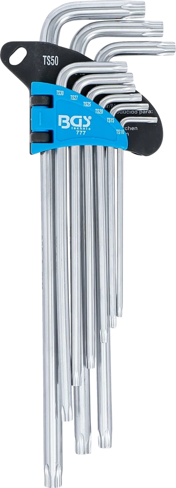 Derékszögű kulcs készlet | extra hosszú | TS-profil (Torx Plus) TS10 - TS50 | 9 darabos
