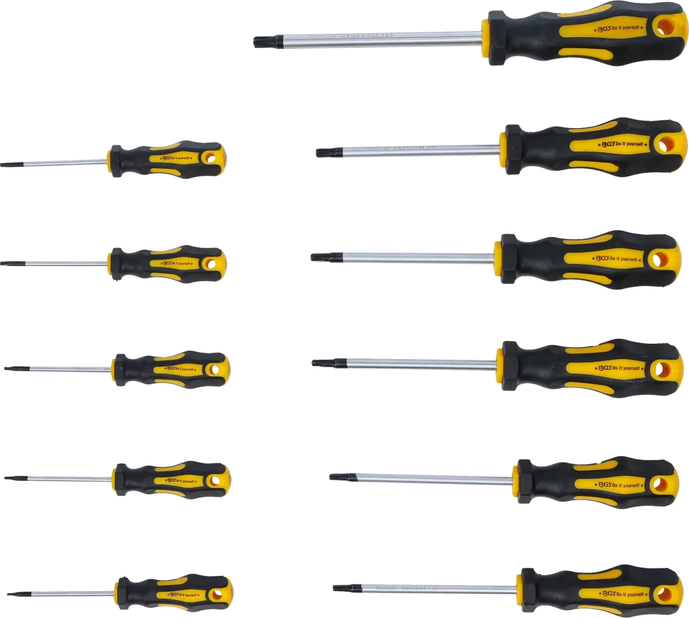 Csavarhúzó készlet | T-profil (Torx) furattal | T6 - T40 | 11 darabos