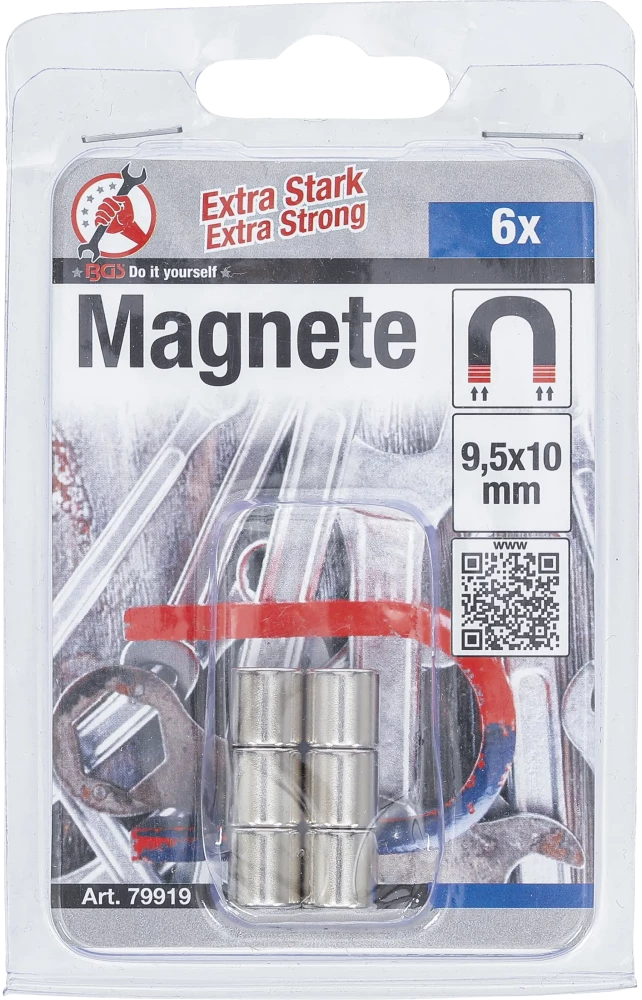 Mágneskészlet | extra erős | Ø 9,5 mm | 6 darabos