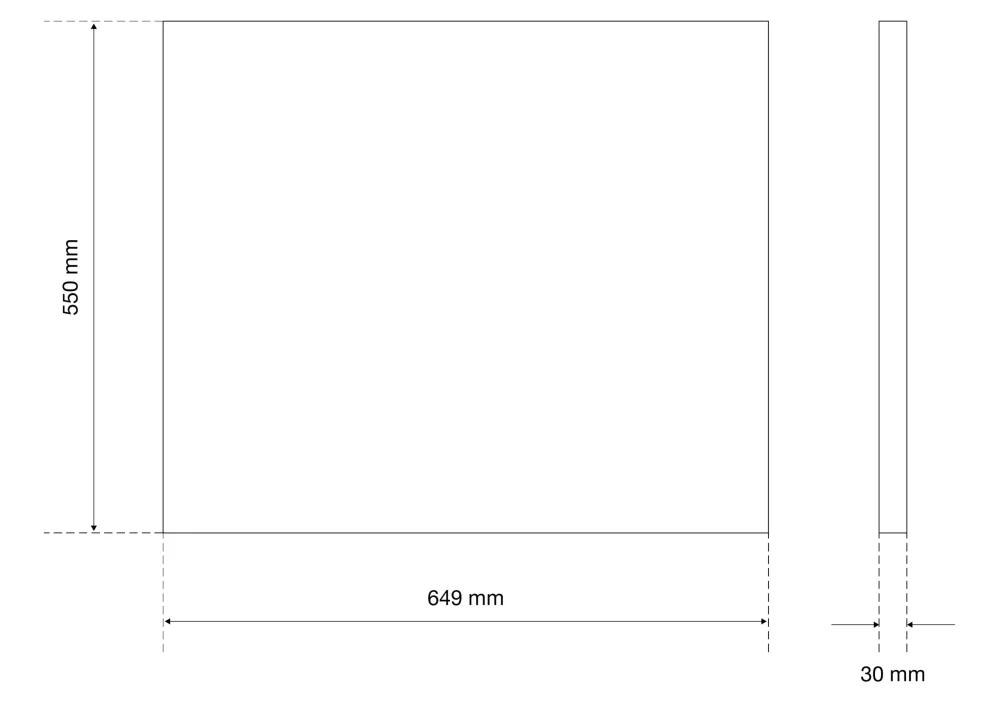Tömörfa munkalap | 650 x 550 x 30 mm