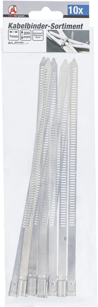 Kábelkötegelő-készlet | nemesacél | rozsdamentes | 7,0 x 200 mm | 10 darabos