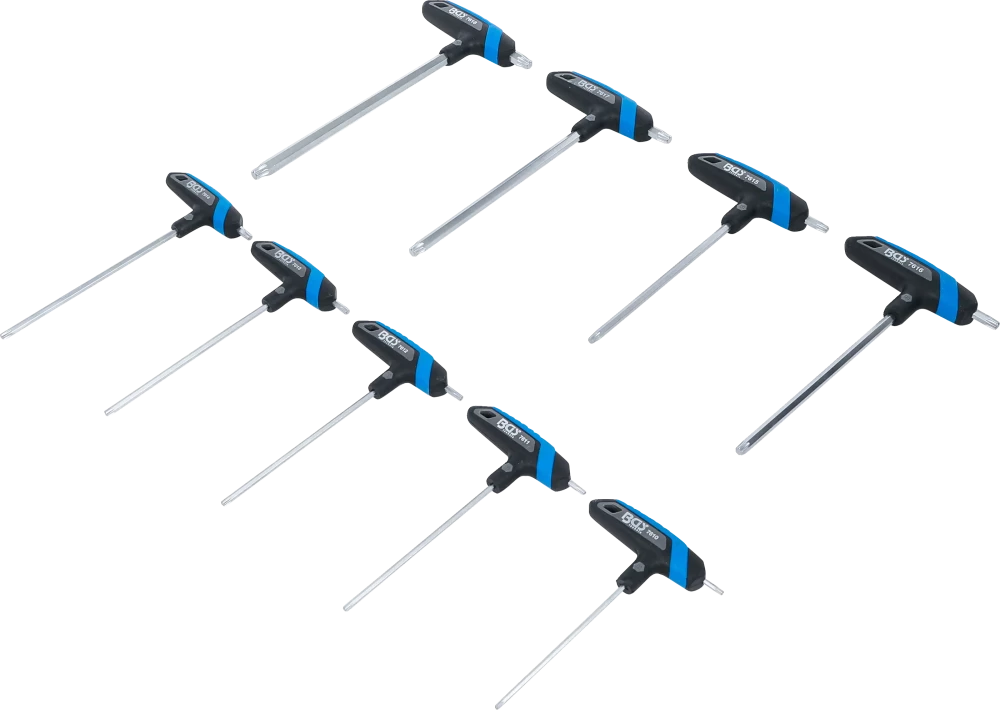 T-fogantyús kulcskészlet | T-profil (Torx) T10 - T50 | 9 darabos