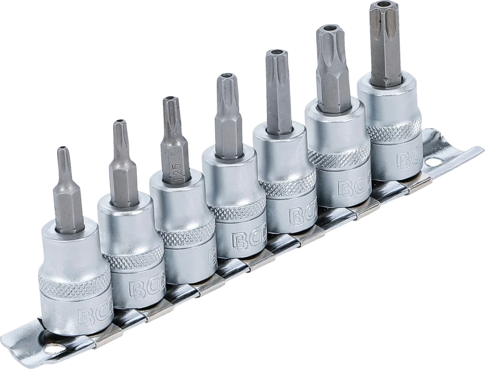 Behajtófej-készlet | 10 mm (3/8") | T-profil (Torx) T15 furattal - T50 | 7 darabos