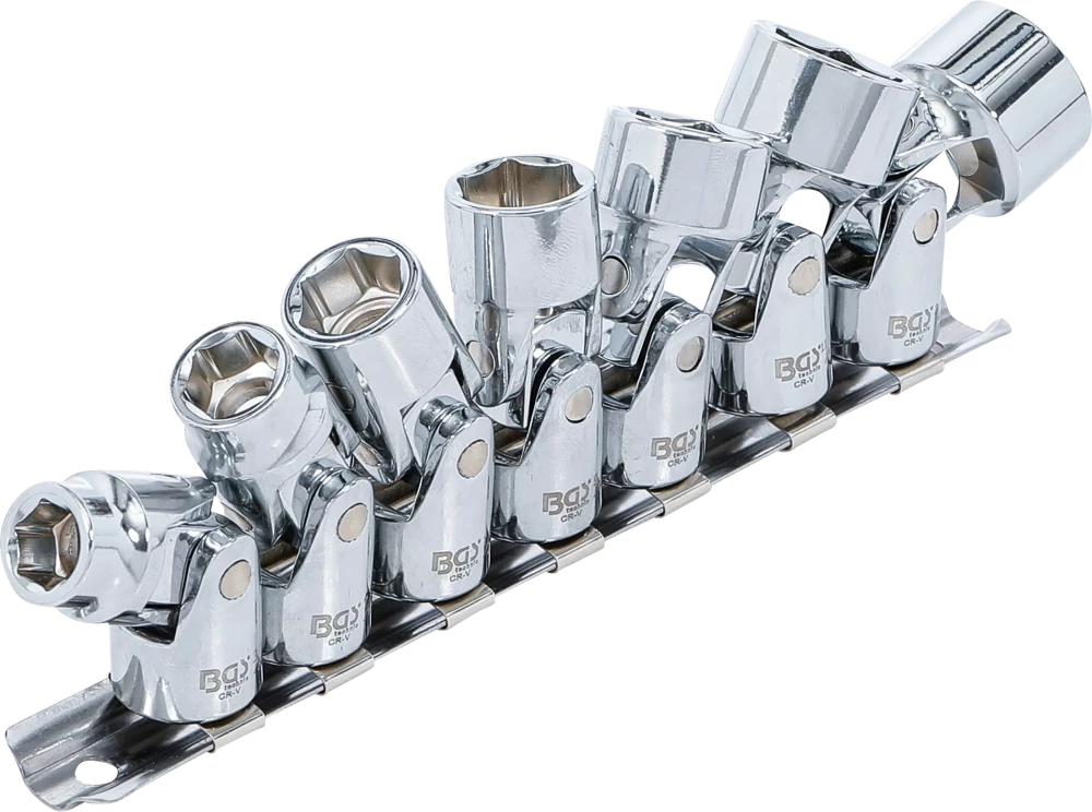 Csuklós dugókulcskészlet | 10 mm (3/8") | 3/8" - 3/4" | coll méretek | 7 darabos