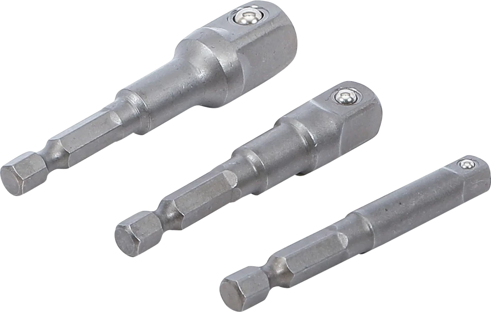 Adapterkészlet fúrógépekhez | Külső hatszögletű kulcsnyílású hajtás 6,3 mm (1/4") | Külső hatszögletű 6,3 mm (1/4"), 10 mm (3/8"), 12,5 mm (1/2"), 3 darabos