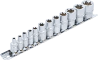 Dugókulcskészlet, E-profil | 6,3 mm (1/4") / 10 mm (3/8") | E4 - E20 | 12 darabos