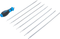 Csavarhúzó készlet cserélhető pengékkel | T-profil (Torx) / T-profil (Torx Plus) furattal | 8 darabos