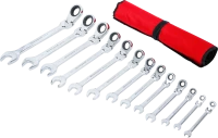 Racsnis csillag-villáskulcs készlet | flexibilis fejek | 8 - 32 mm | 13 darabos