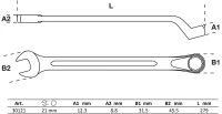 Csillag-villáskulcs, hajlított | 21 mm