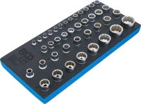 Műhelykocsi-betét 1/3: Dugókulcsok, tizenkétszögletű | 6,3 mm (1/4"), 10 mm (3/8"), 12,5 mm (1/2") | 40 darabos
