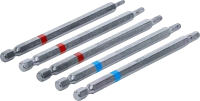 Behajtófej készlet | Külső hatszögletű behajtófej 6,3 mm (1/4") | Belső hatszögletű, T-profil (Torx) | 110 mm hosszú | 5 darabos
