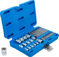 Behajtófej- és dugókulcskészlet | E-profil / T-profil (Torx) | 30 darabos
