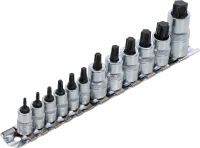 Behajtófej-készlet | extra rövid | T-profil (Torx) T8 - T60 | 12 darabos