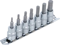 Behajtófej-készlet | 10 mm (3/8") | Belső hatszögletű 1/8" - 3/8" | coll méretek | 7 darabos
