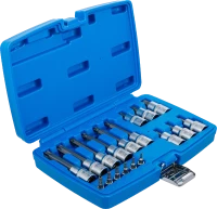Behajtófej-készlet | 6,3 mm (1/4") / 12,5 mm (1/2") | T-profil (Torx) furattal | 18 darabos