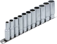 Dugókulcskészlet, tizenkétszögletű, mély | 10 mm (3/8") | 8 - 19 mm | 11 darabos