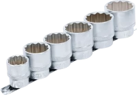 Dugókulcskészlet, tizenkétszögletű | 12,5 mm (1/2") | 24 - 38 mm | 6 darabos