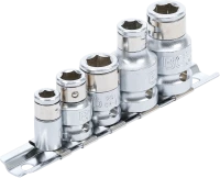 Golyós behajtófej-adapter készlet | Belső négyszögletű kulcsnyílású elem 6,3 mm (1/4") / 10 mm (3/8") / 12,5 mm (1/2") | 5 darabos