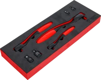 Racsnis kulcs és adapterkészlet | finomfogazású | külső négyszögletű 6,3 mm (1/4") - 10 mm (3/8") - 12,5 mm (1/2") | 7 darabos