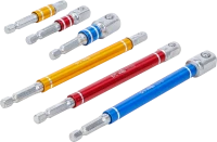 Adapterkészlet fúrógépekhez | színes | Külső hatszögletű kulcsnyílású hajtás 6,3 mm (1/4") | Külső hatszögletű 6,3 mm (1/4"), 10 mm (3/8"), 12,5 mm (1/2")| 75 - 150 mm | 6 darabos