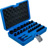 Spirálbites dugókulcskészlet /csavarkiszedő | 6,3 mm (1/4") / 10 mm (3/8") | Metrikus és coll méretek | 32 darabos