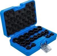 Levegős dugókulcskészlet hatszögletű, extra lapos | 12,5 mm (1/2") | 8 - 24 mm | 17 darabos
