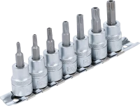 Behajtófej-készlet | 10 mm (3/8") | T-profil (Torx) T15 furattal - T50 | 7 darabos