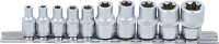 Dugókulcskészlet, E-profil | 6,3 mm (1/4") / 10 mm (3/8") | E4 - E16 | 10 darabos