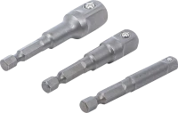 Adapterkészlet fúrógépekhez | Külső hatszögletű kulcsnyílású hajtás 6,3 mm (1/4") | Külső hatszögletű 6,3 mm (1/4"), 10 mm (3/8"), 12,5 mm (1/2"), 3 darabos