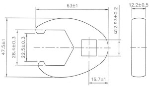 Hahnenfußschlüssel | Antrieb Innenvierkant 12,5 mm (1/2") | SW 28 mm 