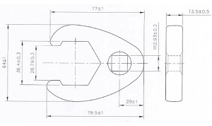Hahnenfußschlüssel | Antrieb Innenvierkant 12,5 mm (1/2") | SW 36 mm 