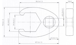 Hahnenfußschlüssel | Antrieb Innenvierkant 20 mm (3/4") | SW 46 mm 