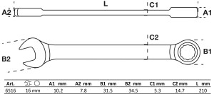 Ratschenring-Maulschlüssel | SW 16 mm 