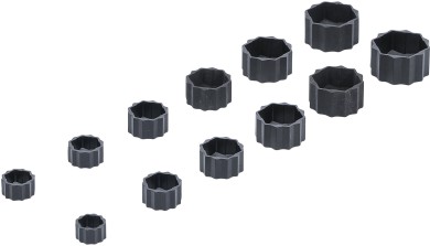 Extractor Cap Set for damaged hexagon Nuts and Bolts | 12 pcs. 