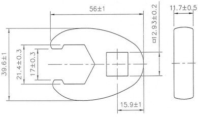 Hahnenfußschlüssel | Antrieb Innenvierkant 12,5 mm (1/2") | SW 21 mm 