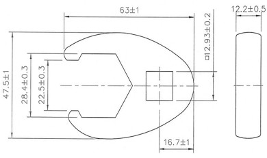 Hanefodsnøgle | 12,5 mm (1/2") | 28 mm 