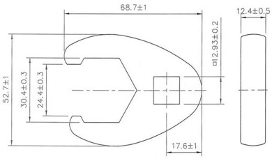 Hanefodsnøgle | 12,5 mm (1/2") | 30 mm 