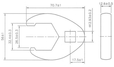 Plochý otevřený klíč | 12,5 mm (1/2") | 32 mm 