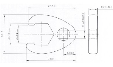 Chave pé de corvo | Entrada de quadrado interno de 12,5 mm (1/2") | 33 mm 