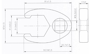 Hahnenfußschlüssel | Antrieb Innenvierkant 20 mm (3/4") | SW 41 mm 