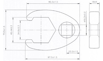 Chave pé de corvo | Entrada de quadrado interno de 20 mm (3/4") | 46 mm 