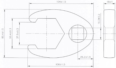 Chave pé de corvo | Entrada de quadrado interno de 20 mm (3/4") | 50 mm 