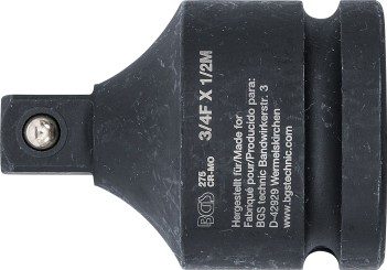 Kracht dopsleuteladapter | 20 mm (3/4") - buitenvierkant 12,5 mm (1/2") 