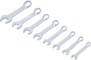 Serie di chiavi combinate anello-forchetta | extra corte | dimensioni in pollici | 3/8" - 7/8" | 8 pz. 