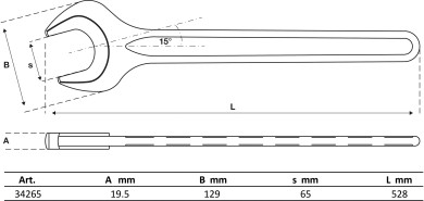 Enkelt gaffelnøgle | DIN 894 | 65 mm 