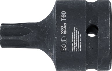 Kracht dopsleutelbit | lengte 60 mm | 20 mm (3/4") | T-profiel (voor Torx) T60 